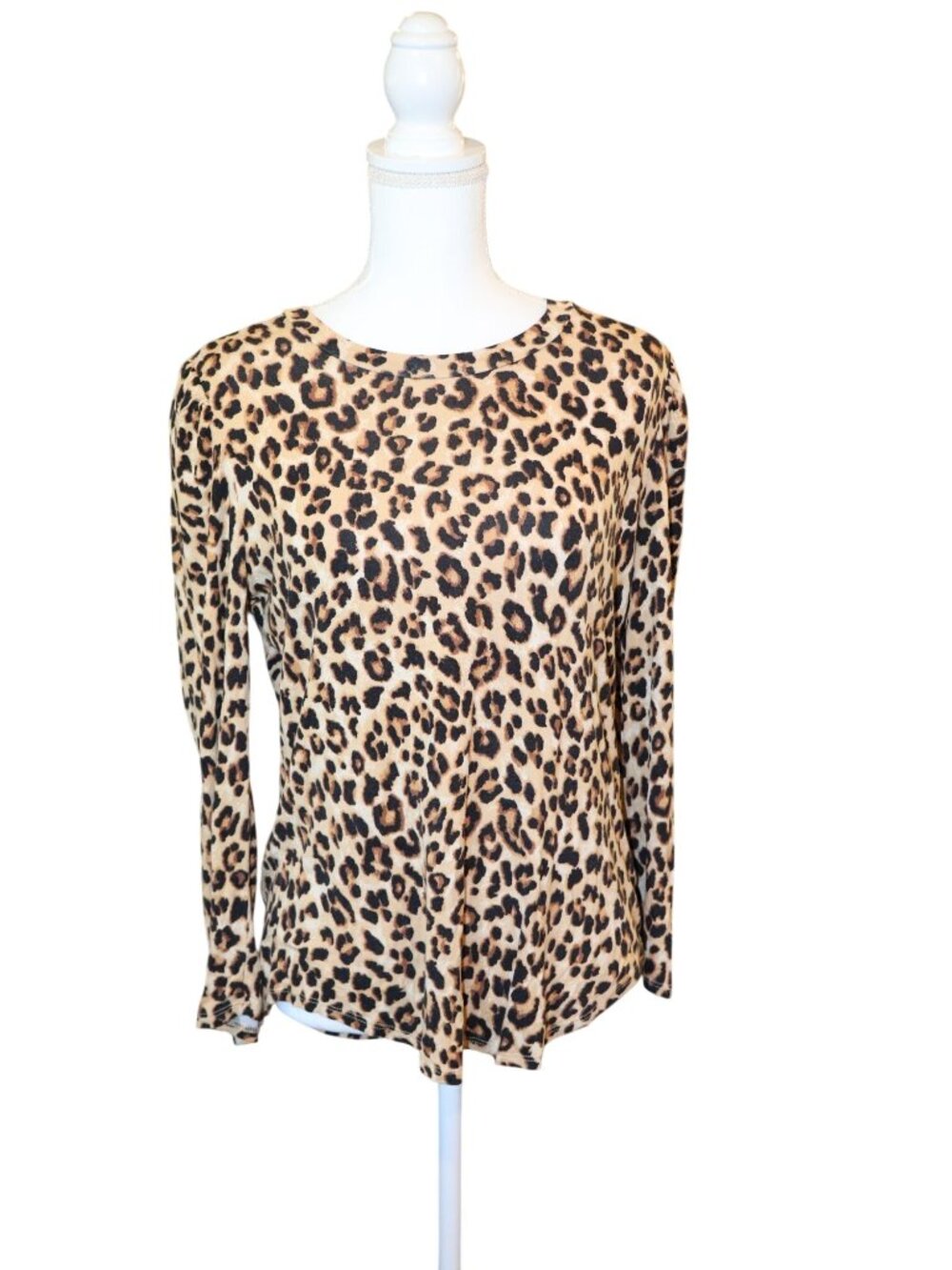 Veronica Beard orter Leopard High Neck Puff Sleeve Top, Medium